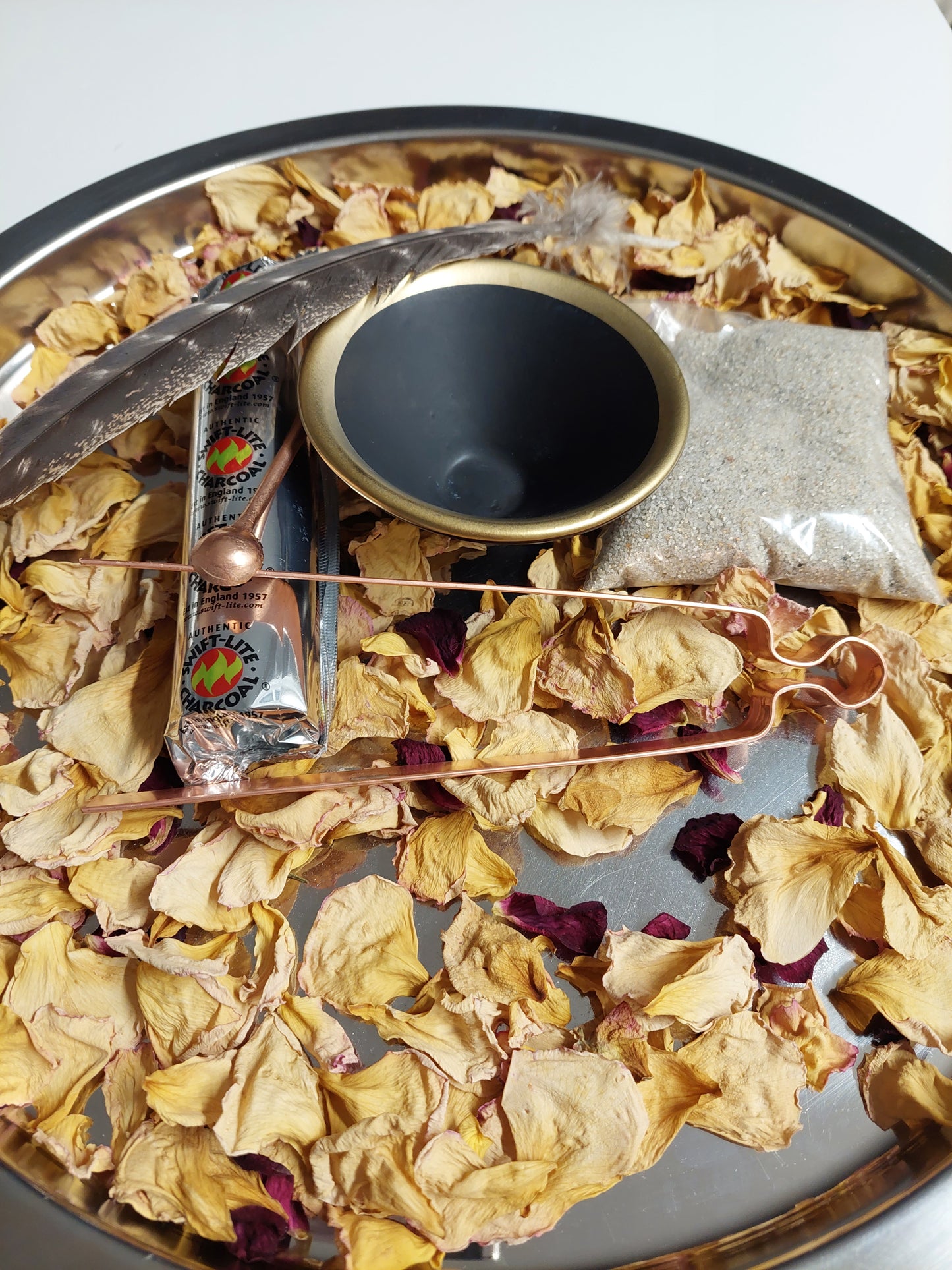 Räucherset mit kleiner Keramikschale schwarz-gold