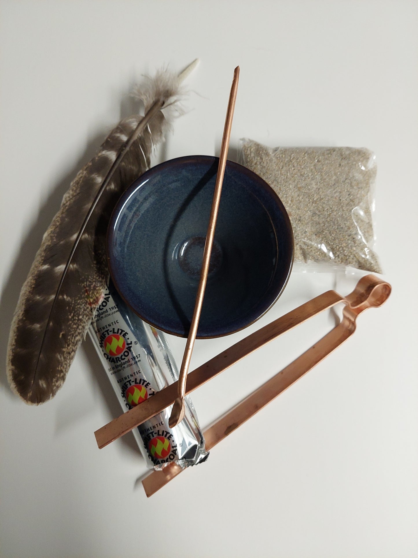 Räucherset mit kleiner Keramikschale dunkelblau