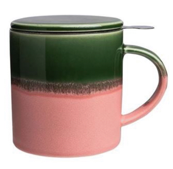 Tasse mit Teesieb INDUSTRIAL 410 ml (rosa-grün)