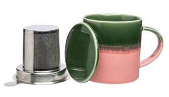 Tasse mit Teesieb INDUSTRIAL 410 ml (rosa-grün)