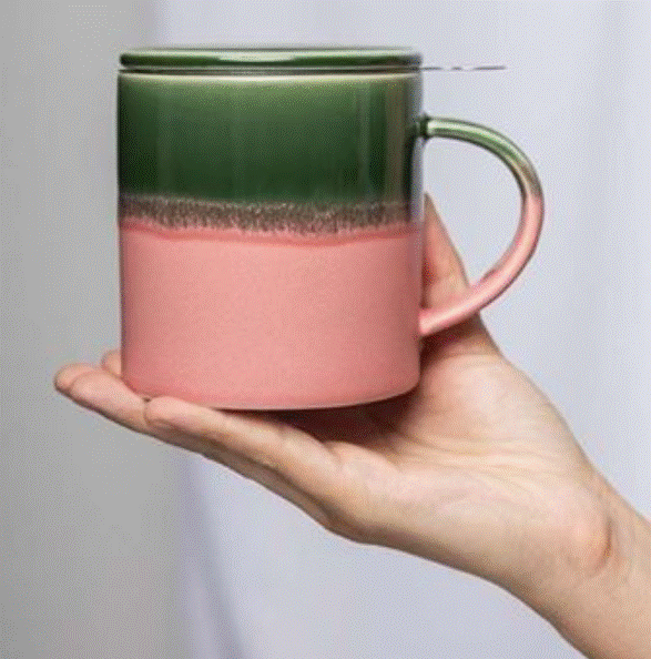 Tasse mit Teesieb INDUSTRIAL 410 ml (rosa-grün)