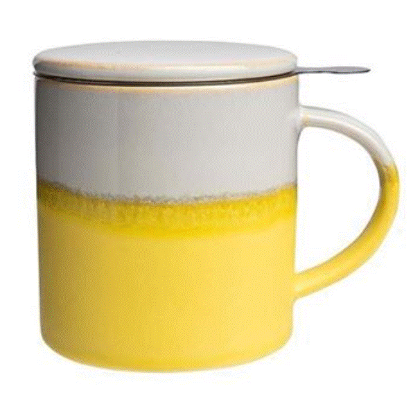 Tasse mit Teesieb INDUSTRIAL 410 ml (gelb-grau)