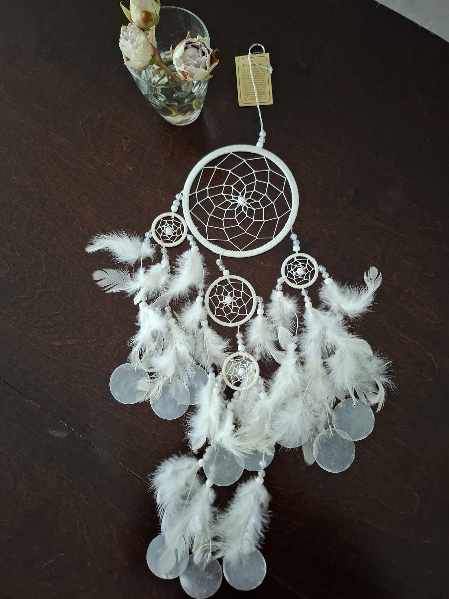 Traumfänger mit Capiz-Muscheln (weiss)