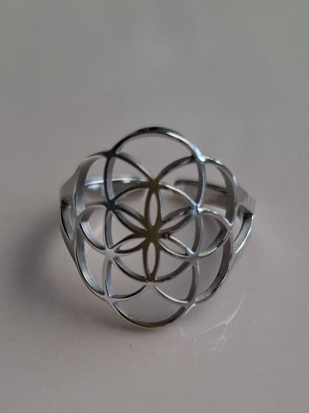 Ring Samen des Lebens offen Edelstahl 19mm