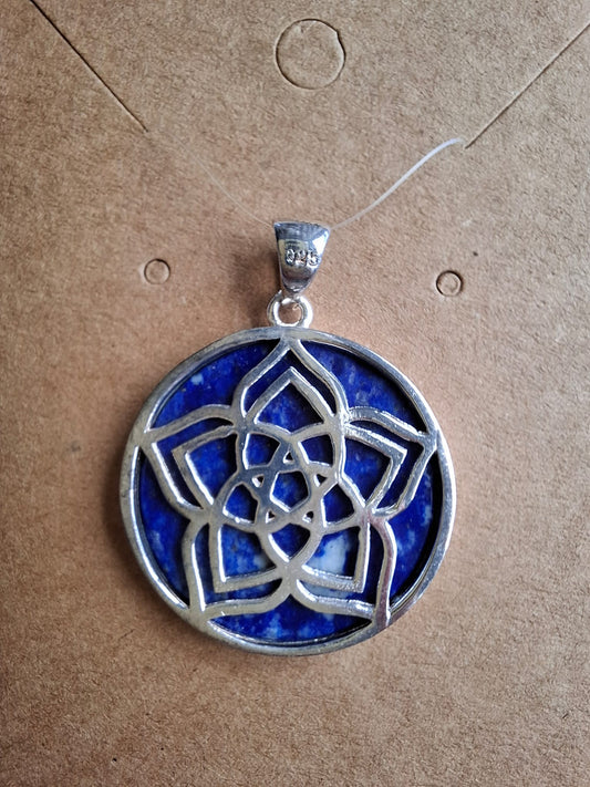 Anhänger Silber 925 Venusblume auf Lapis Lazuli 24mm