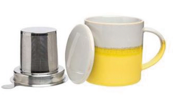 Tasse mit Teesieb INDUSTRIAL 410 ml (gelb-grau)