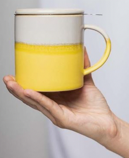 Tasse mit Teesieb INDUSTRIAL 410 ml (gelb-grau)