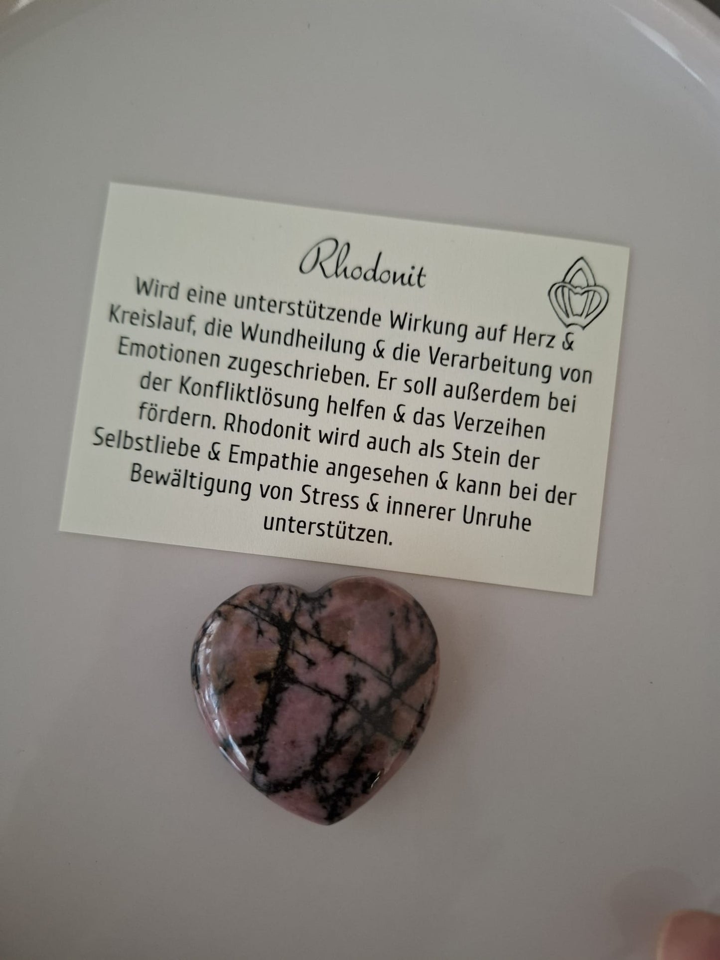 Mineralien-Herz 35mm Rhodonit AA-Qualität