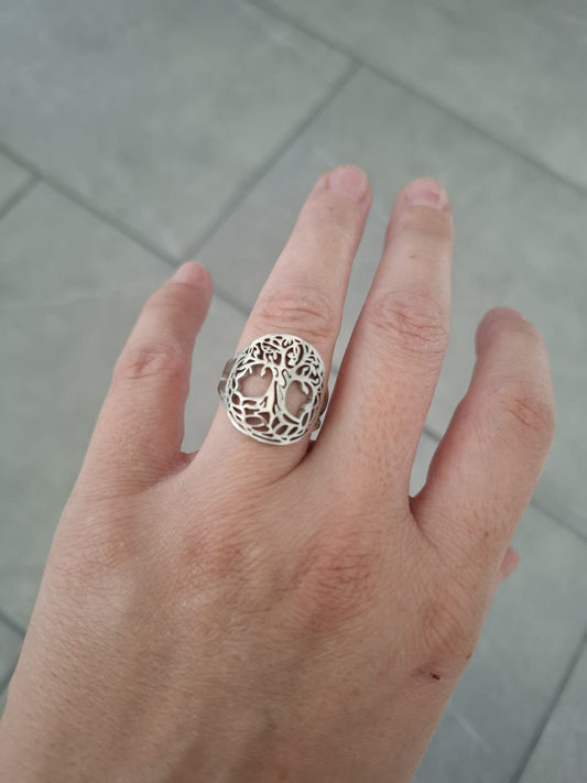 Ring Baum des Lebens offen Edelstahl ab 16mm