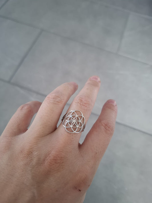 Ring Samen des Lebens offen Edelstahl 19mm